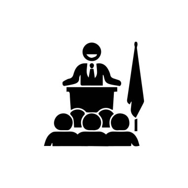 Başkanlık seçim kampanyası sırasında siyasi bir adayın mitingi. İsyan ve mitingler taşıyıcı simgeler