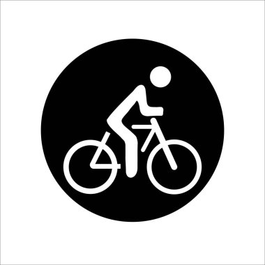 Bisiklet süren bir adamın spor silueti. vektör katı simgeleri