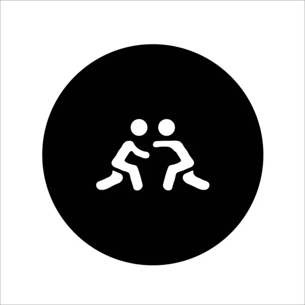 Zwei Mann Silhouetten Kämpfen Gegen Ikone — Stockvektor