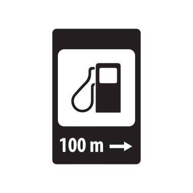 Yol işareti 100 metre vektör simgelerinde yakıt ikmali yapıyor