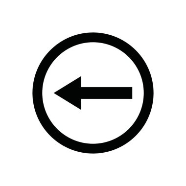 Yol işareti sol vektör simgesine siyah