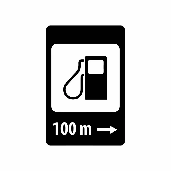 Verkehrsschild Schwarz Tanken Durch 100 Meter Vektorsymbole — Stockvektor