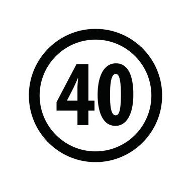 Yol trafik işareti hızı saatte 40 km / saat vektör simgesinden fazla değil.