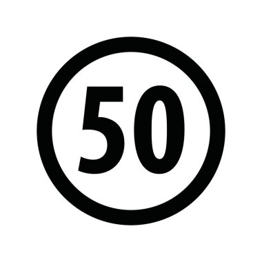 Yol trafik işareti hızı saatte 50 km / saat vektör simgesinden fazla değil.