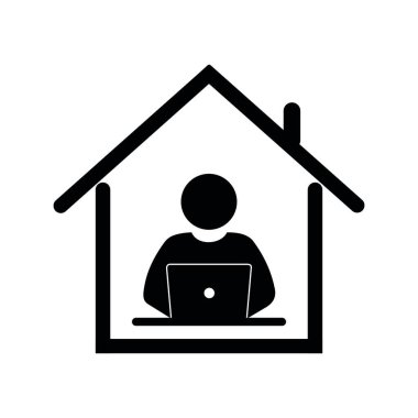 Video konferans ikonu. Bilgisayar ekranındaki insanlar. Karantina zamanındaki merkez ofis. Dijital iletişim. Öğretim medyası