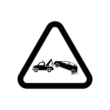 Yol işareti siyah çekici kamyon makineleri vektör simgeleri