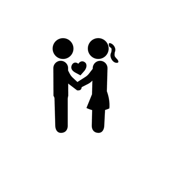 Jeune Couple Tenir Main Coeur Icônes Fond Vectoriel — Image vectorielle