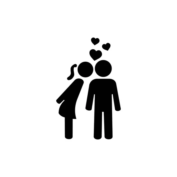 Silhouettes Kissing Guy Girl Vector Icon — Stock Vector