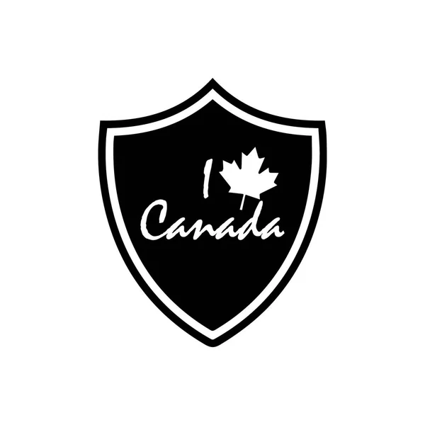 Προστατευτική Ασπίδα Χαρούμενη Καναδέζικη Μέρα Εικονίδια Διάνυσμα Αγαπώ Τον Καναδά — Διανυσματικό Αρχείο