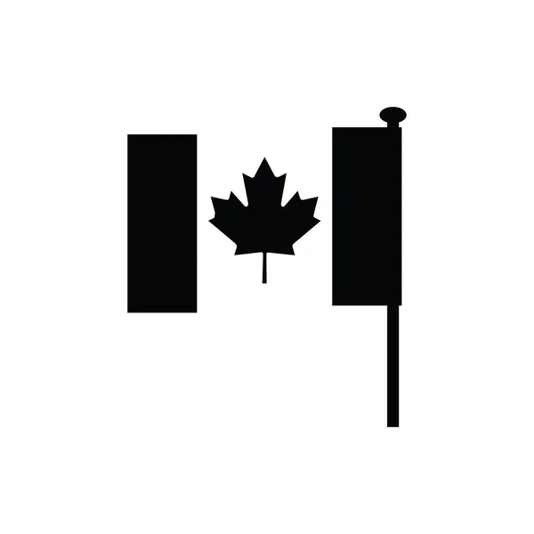 Bandera Nacional Canadá Icono Vector Negro — Archivo Imágenes Vectoriales