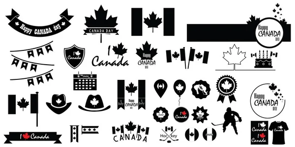 Frohen Kanadischen Tag Vektorsymbole Setzen — Stockvektor