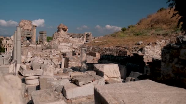 Záběry Knihovny Celsus Slavném Starověkém Řeckém Městě Efesus Pobřeží Ionia — Stock video