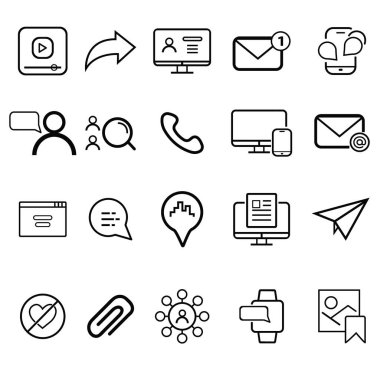 Sosyal ağlar ve ağ simgeleri çizgi vektör simgeleri belirlendi