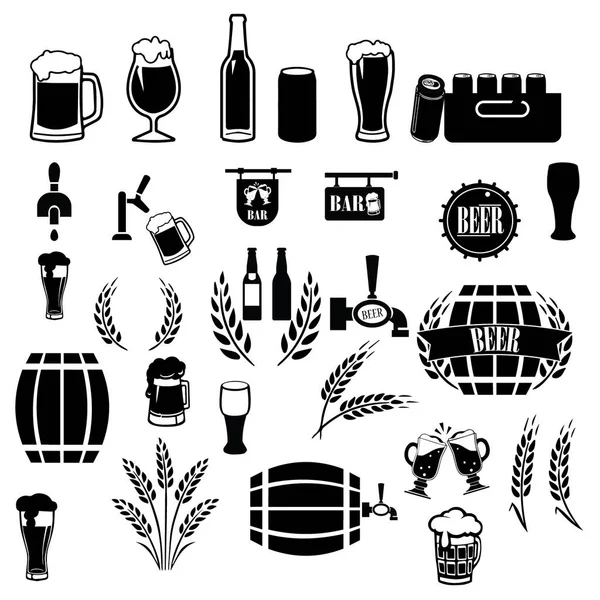 Bira vektörü seti - şişe, bardak, pint