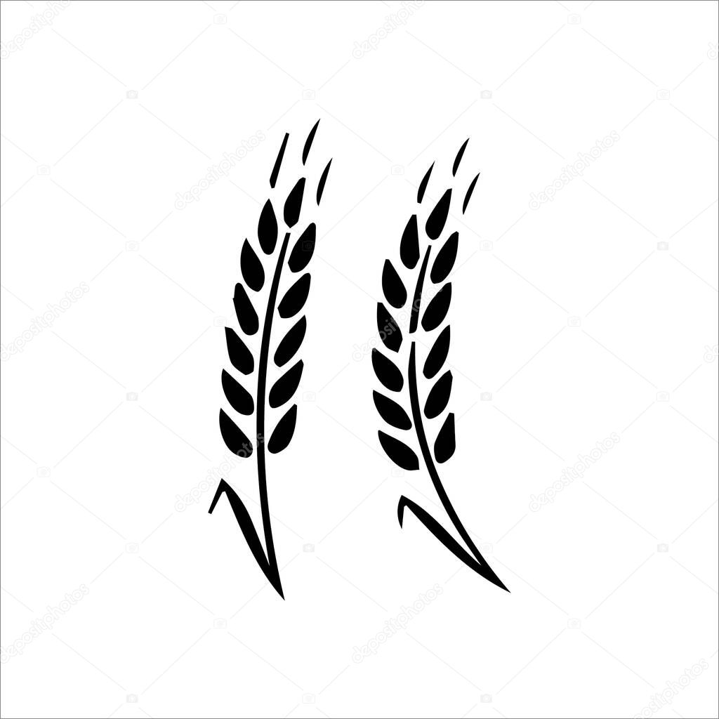 Wheat wreaths and grain spikes set icons