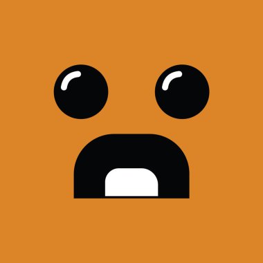 shocking emoticon vector icon on yellow background