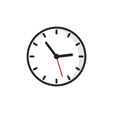 Düz stil saat simgesi, beyaz arkaplan zamanlayıcısı. İş saatleri. Projeniz için vektör tasarım ögesi