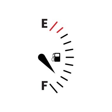 Yakıt deposu göstergesi. Ulaşım petrol seviyesi göstergesi. Vektör illüstrasyonu.