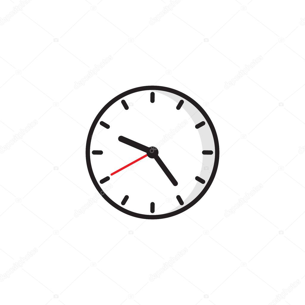 Clock icon in flat style, timer on a white background. Business hours. Vector design element for your project