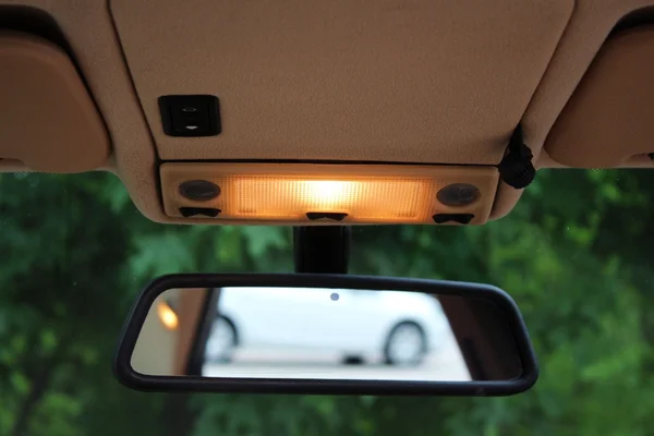Car rearview mirror with lights — Stock Photo, Image
