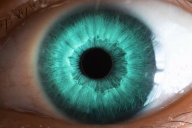 Tıbbi tasarım için mavi insan gözünün güzel yakın çekimi