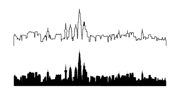 Silhouette Skyline Illustration Auf Transparentem Hintergrund Sammlung Isolierter Städte — Stockvektor