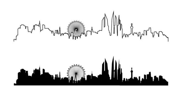 Silhouette Skyline Ilustración Sobre Fondo Transparente Colección Ciudades Aisladas — Archivo Imágenes Vectoriales