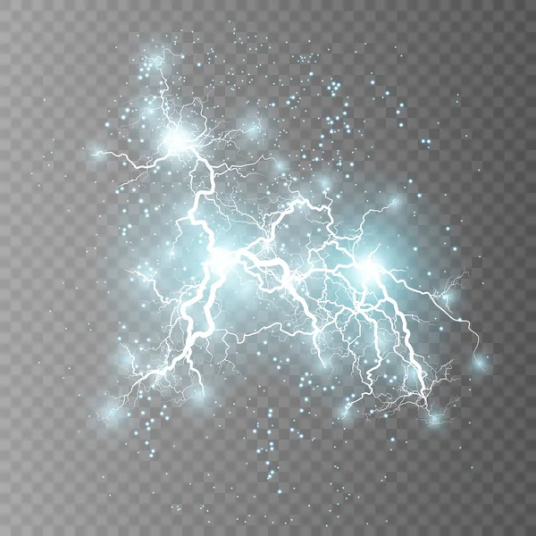 Lightning lightning. Lightning collision, powerful — Stock Vector