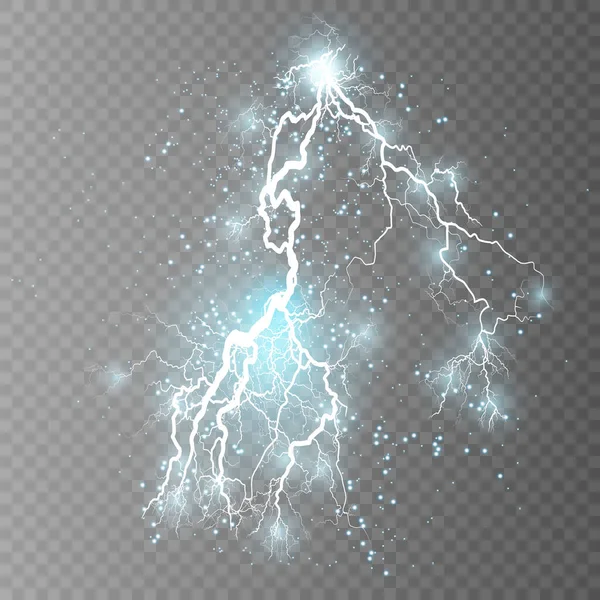 Lightning lightning. Lightning collision, powerful — Stock Vector