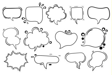 Şeffaf arkaplanda desenli konuşma kabarcığı işaretleri. Şeffaf arkaplanda izole konuşma balonu işaretleri. izole.