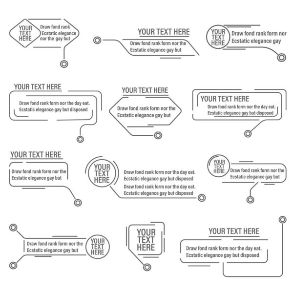 Digital callouts, footnotes.Layout for links and digital information.Source for advertising. Set of HUD. Vector illustration.