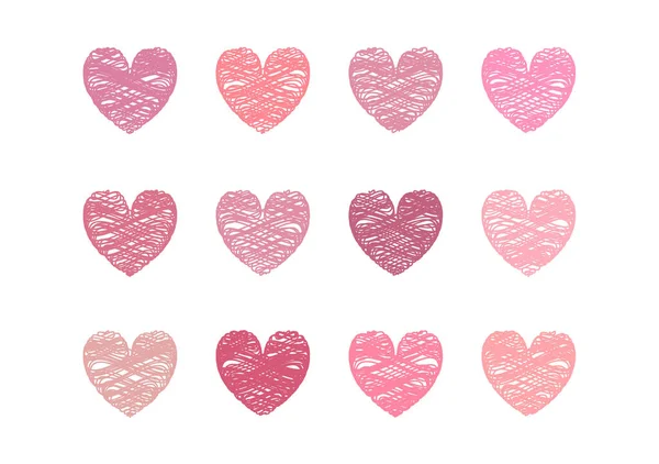 Feliz Dia Dos Namorados Coleção Corações Bonitos Com Rabiscos Fundo —  Vetores de Stock