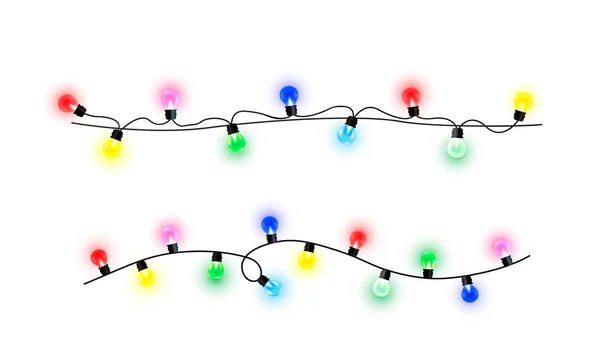 Catalog Christmas Lights Collection Colorful Festive Garlands White Transparent Background — Stock Vector