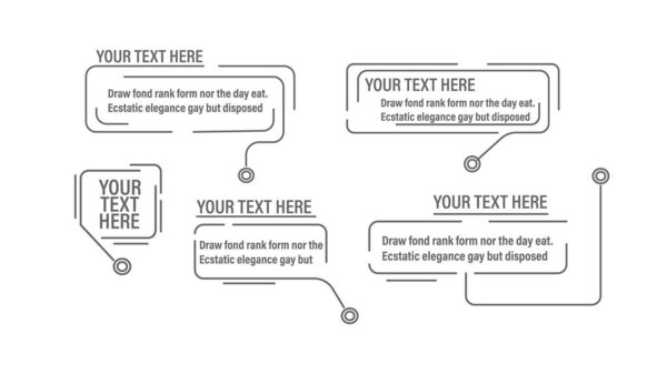 Digital callouts, footnotes.Layout for links and digital information.Source for advertising. Set of HUD. Vector illustration.