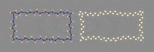 Światła Świąteczne Przezroczystym Tle Girlanda Świeci Lampkami Świątecznymi Element Dekoracji — Wektor stockowy