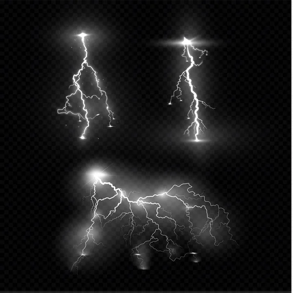 Rayo Luz Destello Trueno Chispas Sobre Fondo Transparente Fuego Hielo — Vector de stock