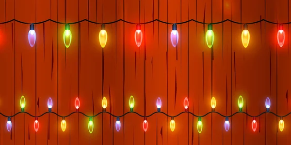 Luzes Natal Fundo Transparente Garland Brilhando Com Luzes Natal Elemento — Vetor de Stock