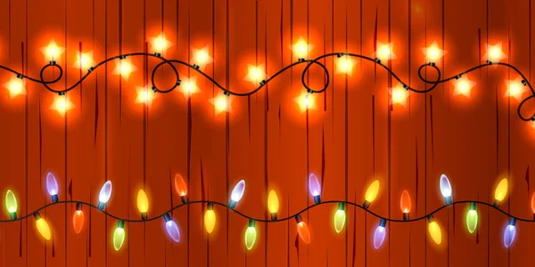 Christmas Lights Transparent Background Garland Shining Christmas Lights Festive Decoration — Stock Vector