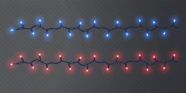 Luces Navidad Sobre Fondo Transparente Guirnalda Brillando Con Luces Navidad — Archivo Imágenes Vectoriales