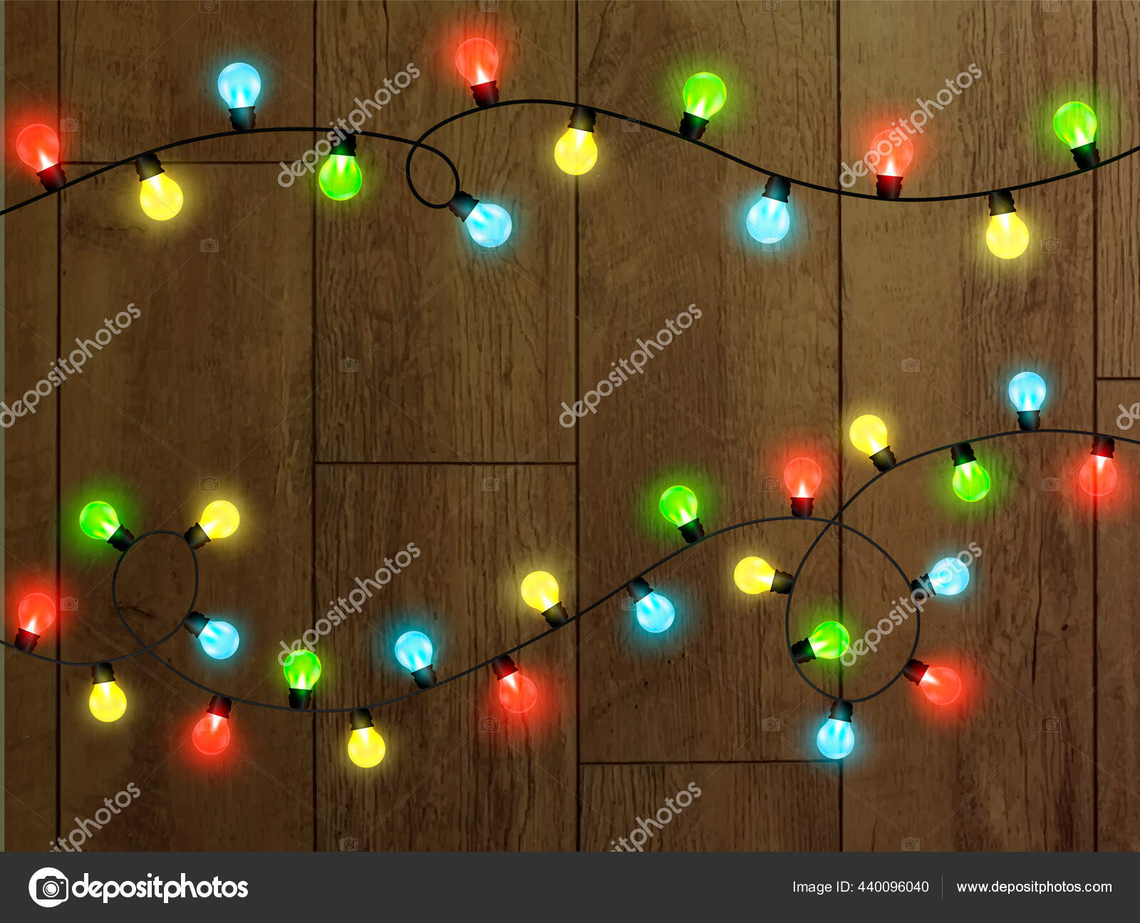 Lumières De Noël Isolées Sur Fond Transparent. Guirlande Lumineuse De Noël.  Illustration