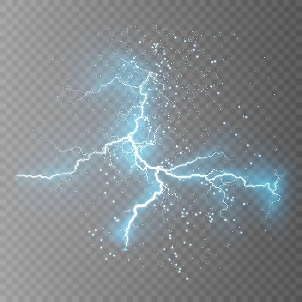 Lightning Flash Light Thunder Sparks Transparent Background Fire Ice Fractal — Stock Vector