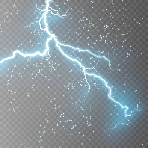 Blitz Blitz Blitz Blitz Donner Funken Auf Einem Transparenten Hintergrund — Stockvektor