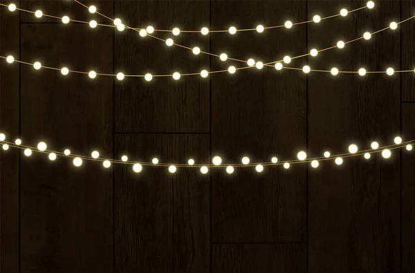 透明な背景にクリスマスライト クリスマスライトで輝くガーランド お祝いの装飾要素明るいクリスマスライト ガーランドは多色です 隔離されてる ベクターイラスト — ストックベクタ