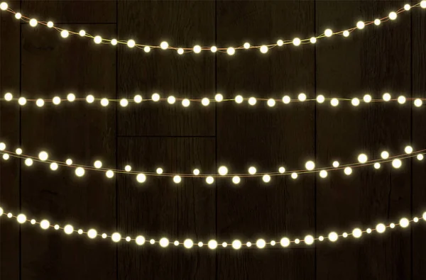 Χριστουγεννιάτικα Φώτα Διαφανές Φόντο Γκάρλαντ Λάμπει Χριστουγεννιάτικα Φώτα Γιορτινή Διακόσμηση — Διανυσματικό Αρχείο