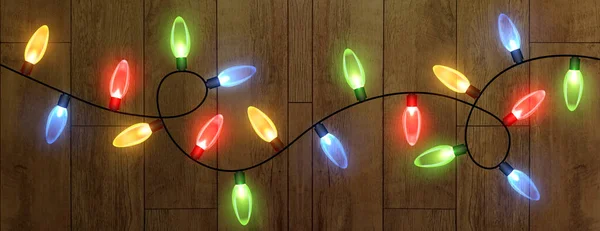 Luzes Natal Fundo Transparente Garland Brilhando Com Luzes Natal Elemento —  Vetores de Stock