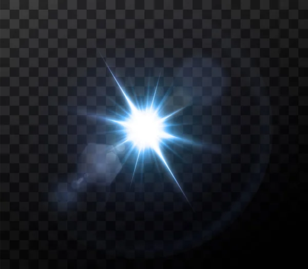 Conjunto Efectos Neón Azul Light Glow Flare Stars — Vector de stock