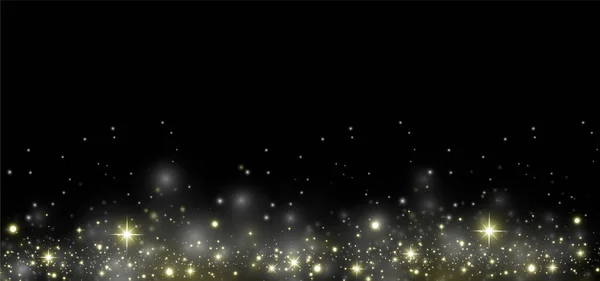 黄金の光が落ちるクリスマス 魔法の抽象的な金のほこりやグレア お祭りクリスマスの背景 — ストックベクタ