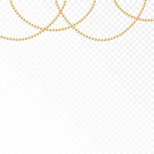 Collection Gold Holiday Beads Isolated White Background Realistic Necklace Made — Stock Vector