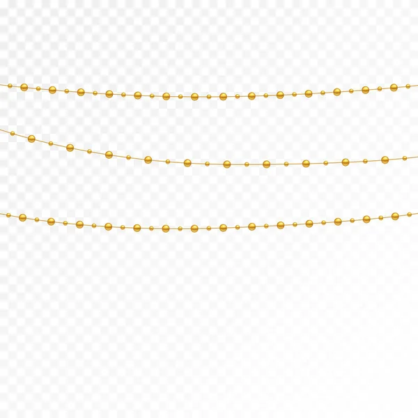 Collection Perles Vacances Isolées Sur Fond Blanc Collier Réaliste Perles — Image vectorielle