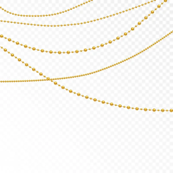 Collezione Perline Vacanza Oro Isolato Sfondo Bianco Collana Realistica Fatta — Vettoriale Stock